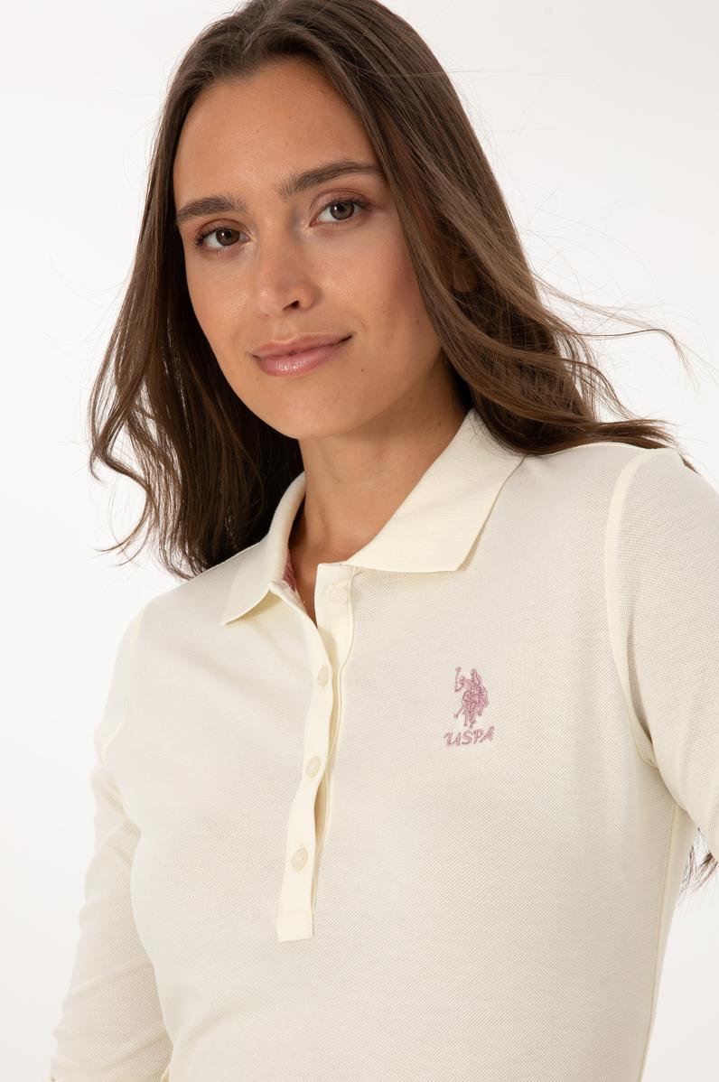 Kadın Krem Basic Polo Yaka Sweatshırt