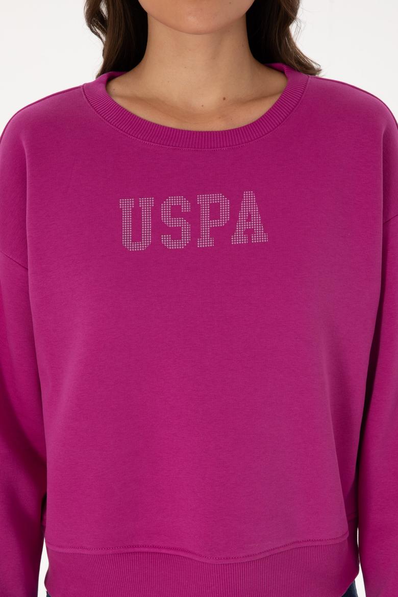 Kadın Fuşya Bisiklet Yaka Basic Sweatshirt - 50307752054