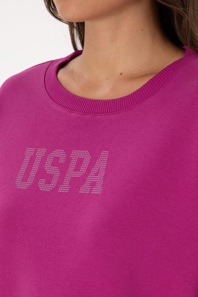 Kadın Fuşya Bisiklet Yaka Basic Sweatshirt - 50307752054
