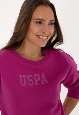 Kadın Fuşya Bisiklet Yaka Basic Sweatshirt - 50307752054