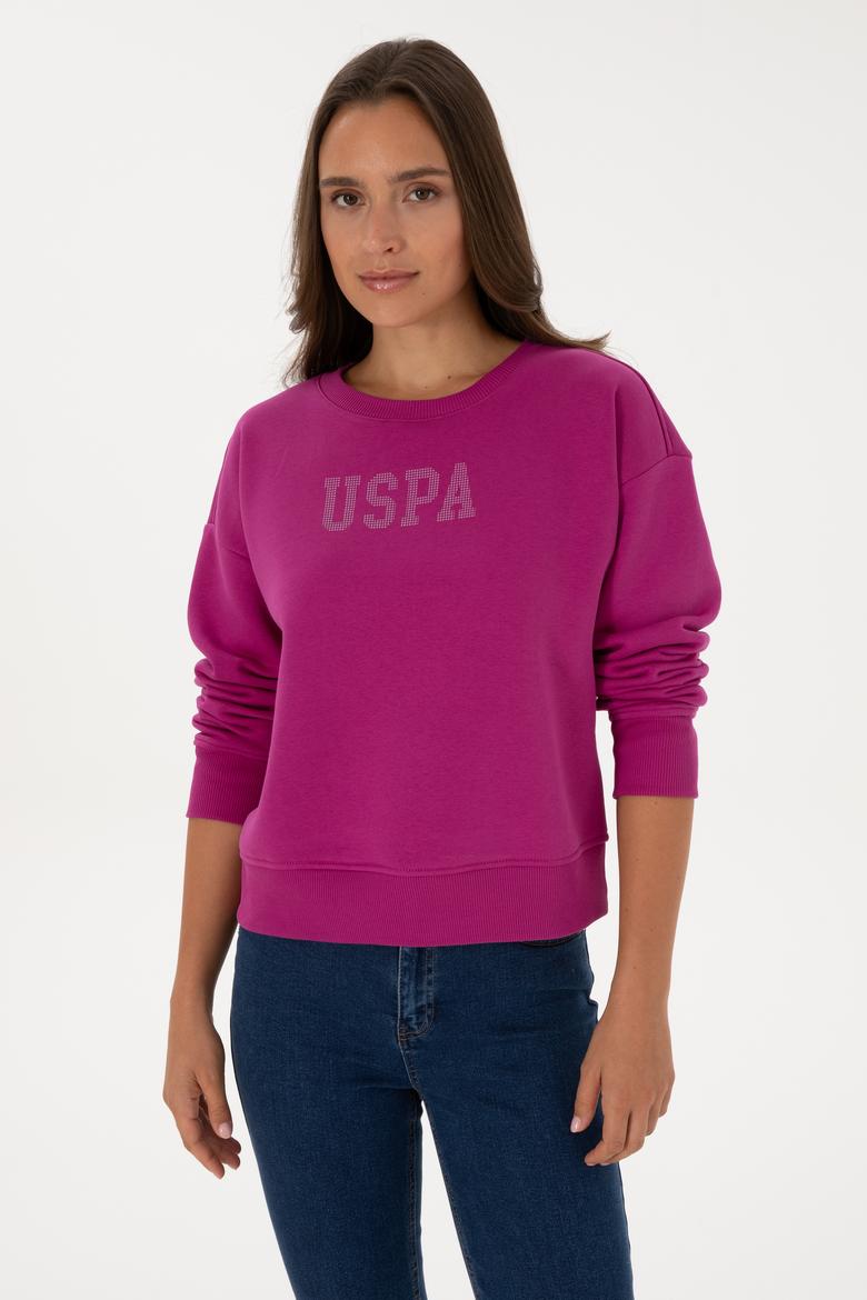 Kadın Fuşya Bisiklet Yaka Basic Sweatshirt