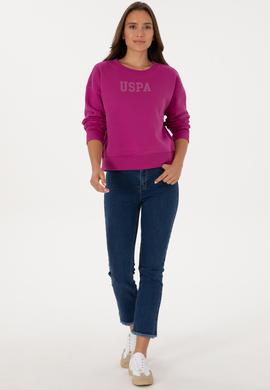 Kadın Fuşya Bisiklet Yaka Basic Sweatshirt - 50307752054