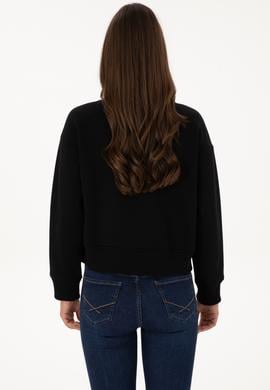 Kadın Siyah Bisiklet Yaka Basic Sweatshirt - 50307752006