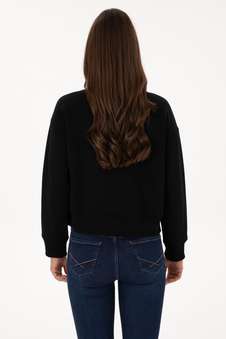 Kadın Siyah Bisiklet Yaka Basic Sweatshirt - 50307752006