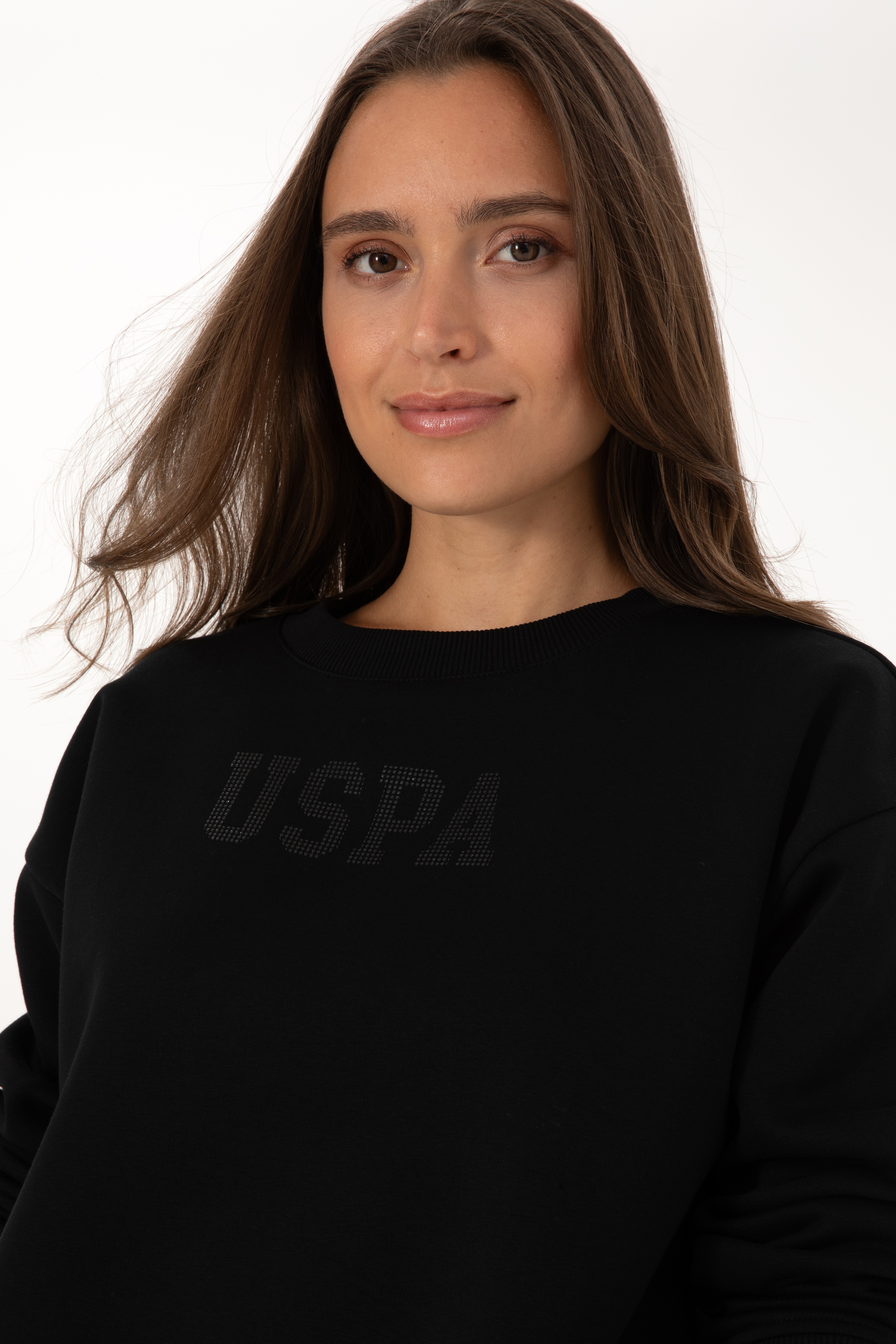 Kadın Siyah Bisiklet Yaka Basic Sweatshirt - Image 2