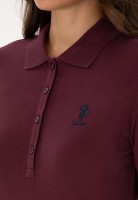 Kadın Bordo Basic Polo Yaka Sweatshırt - 50307755076