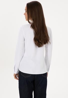 Kadın Beyaz Uzun Kollu Basic Gömlek - 50308043003