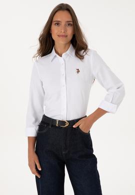 Kadın Beyaz Uzun Kollu Basic Gömlek - 50308043003