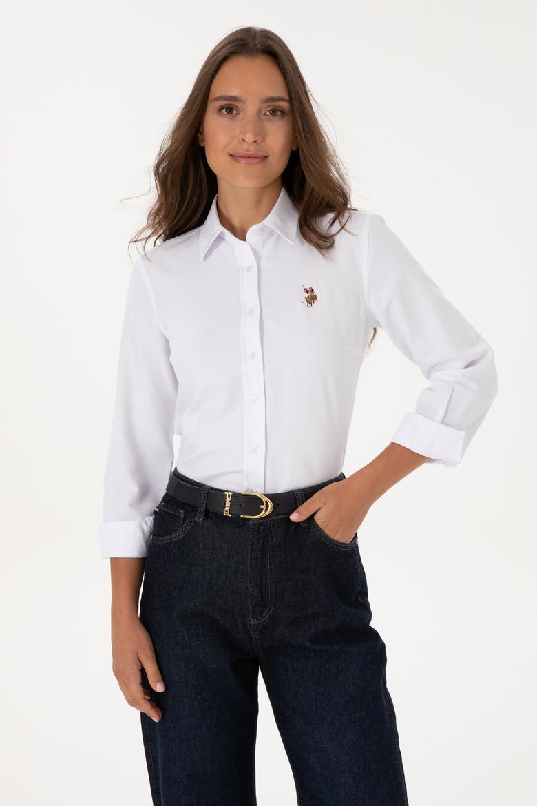 Kadın Beyaz Uzun Kollu Basic Gömlek
