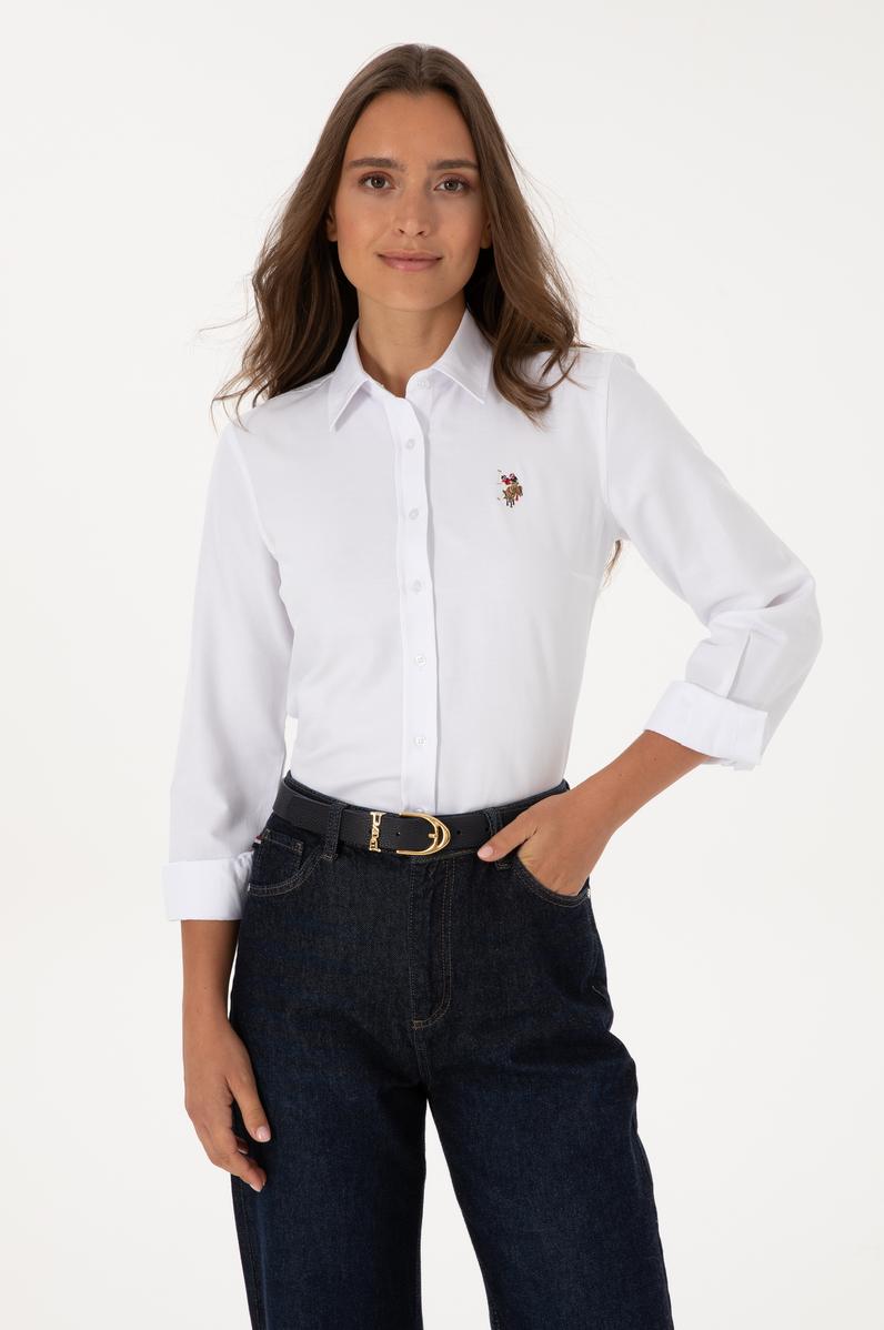 Kadın Beyaz Uzun Kollu Basic Gömlek