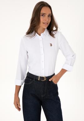 Kadın Beyaz Uzun Kollu Basic Gömlek - 50308043003