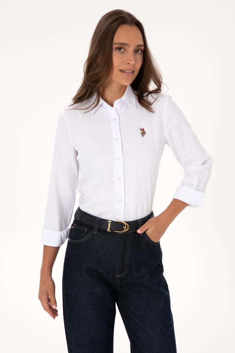 Kadın Beyaz Uzun Kollu Basic Gömlek - 50308043003