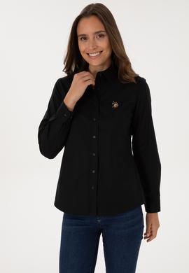 Kadın Siyah Uzun Kollu Basic Gömlek - 50308038027