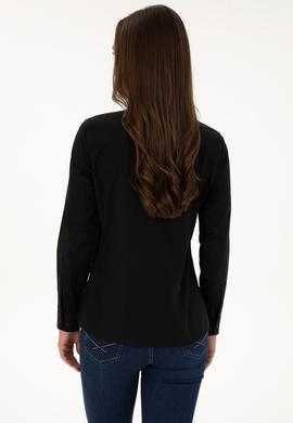 Kadın Siyah Uzun Kollu Basic Gömlek - 50308038027