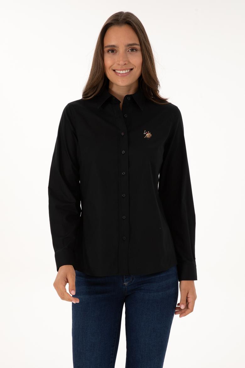 Kadın Siyah Uzun Kollu Basic Gömlek - 50308038027