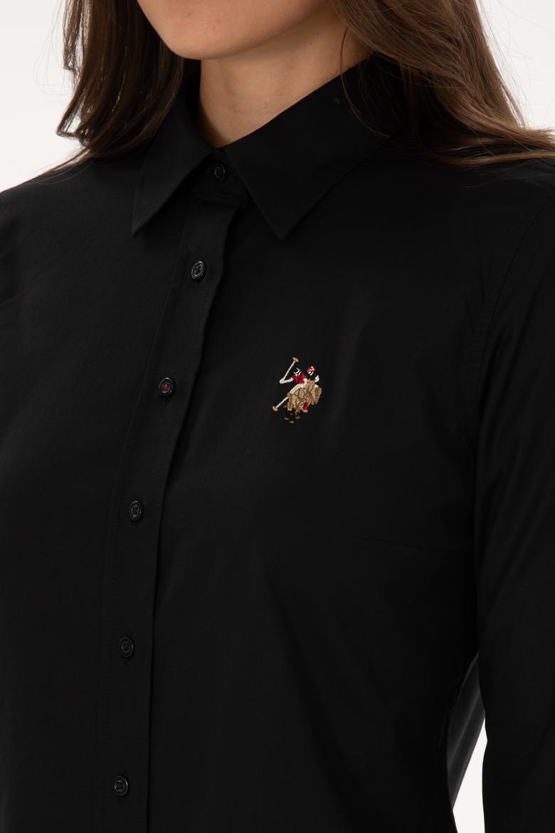 Kadın Siyah Uzun Kollu Basic Gömlek - 50308038027