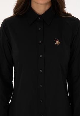 Kadın Siyah Uzun Kollu Basic Gömlek - 50308038027