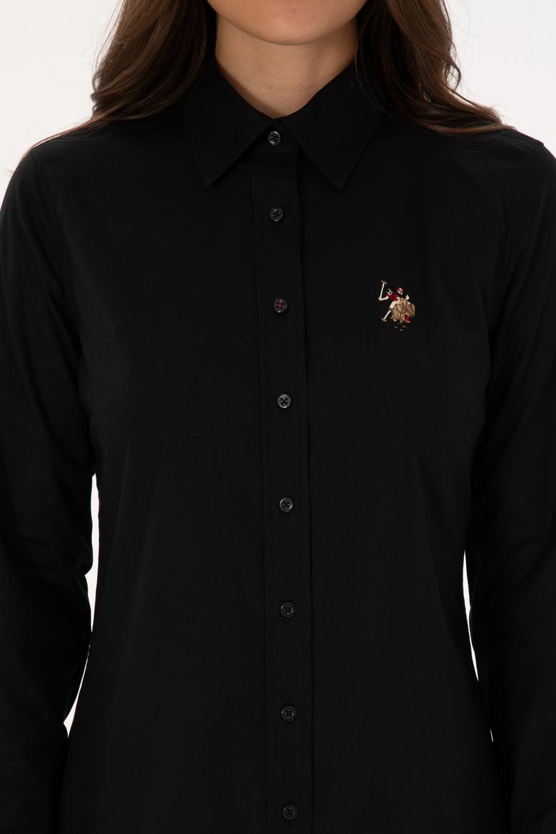 Kadın Siyah Uzun Kollu Basic Gömlek - 50308038027