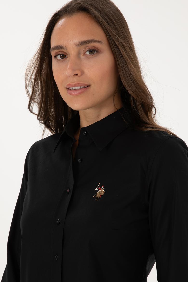 Kadın Siyah Uzun Kollu Basic Gömlek - 50308038027