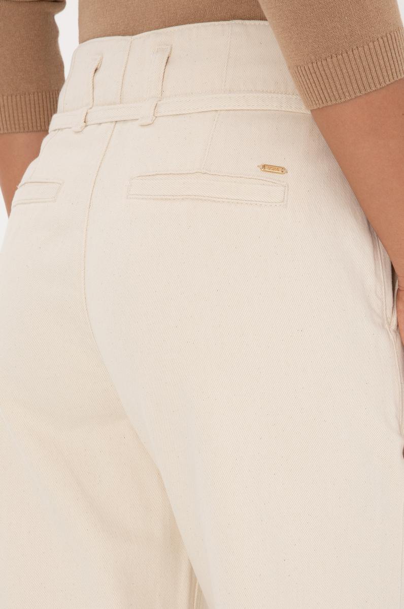 Kadın Ekru Loose Fit Jean Pantolon