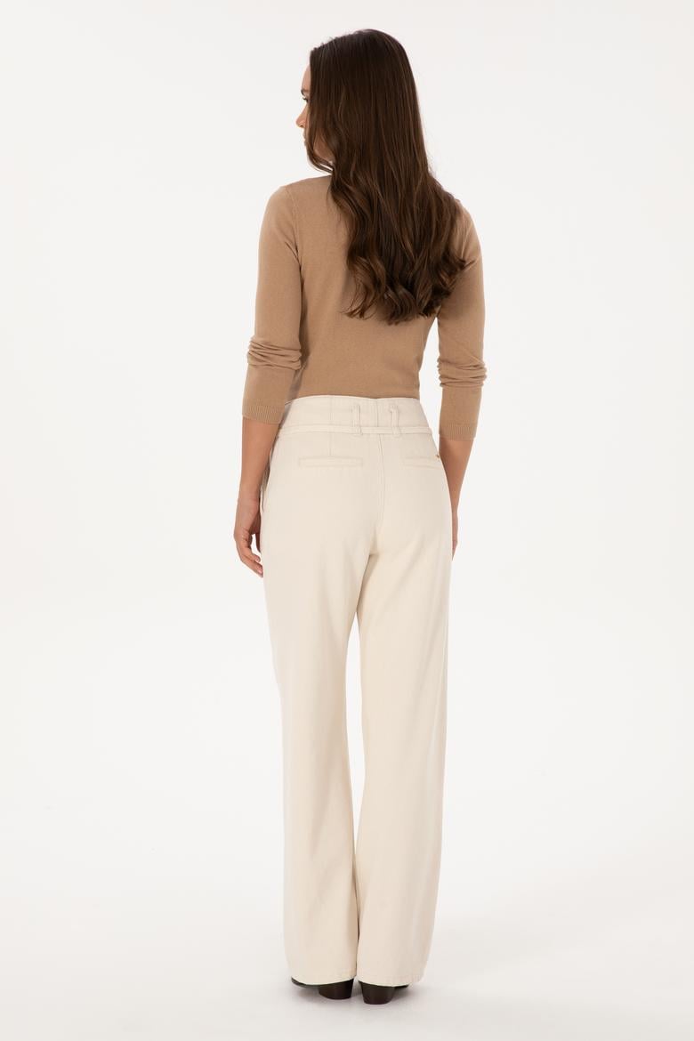 Kadın Ekru Loose Fit Jean Pantolon - 50308385014