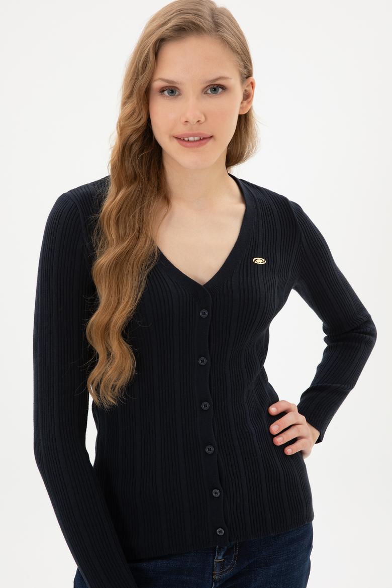 Kadın Lacivert Basic Triko Hırka - 50313580025