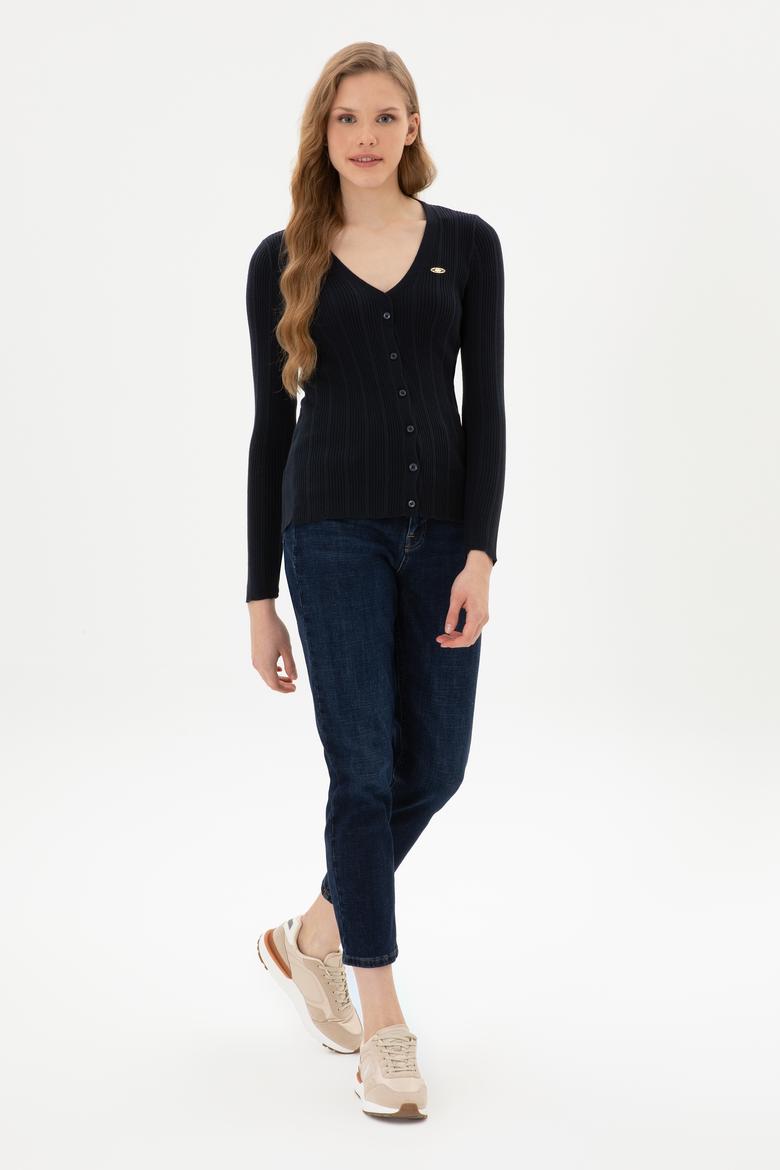 Kadın Lacivert Basic Triko Hırka - 50313580025