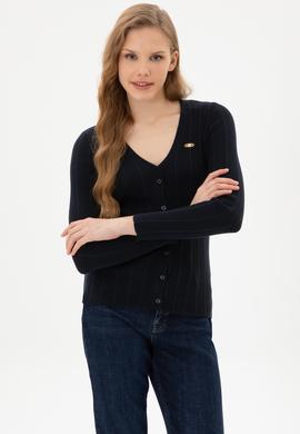 Kadın Lacivert Basic Triko Hırka - 50313580025