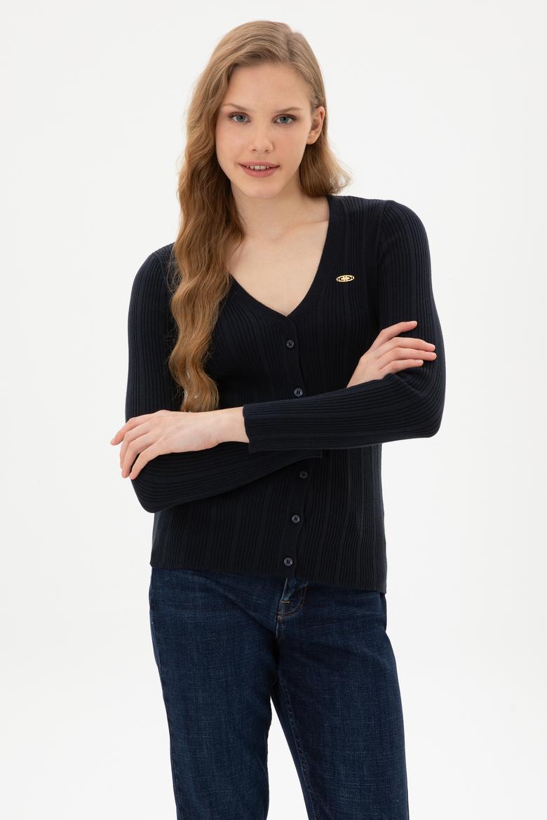 Kadın Lacivert Basic Triko Hırka - 50313580025