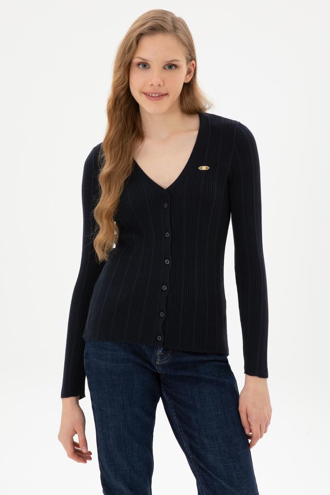 Kadın Lacivert Basic Triko Hırka