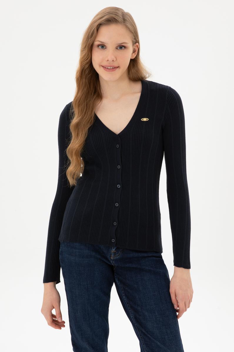 Kadın Lacivert Basic Triko Hırka