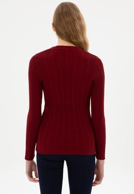 Kadın Bordo Basic Triko Hırka - 50313580046