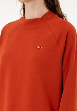 Kadın Kiremit Regular Bisiklet Yaka Basic Sweatshırt - 50313610023