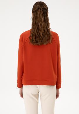 Kadın Kiremit Regular Bisiklet Yaka Basic Sweatshırt - 50313610023