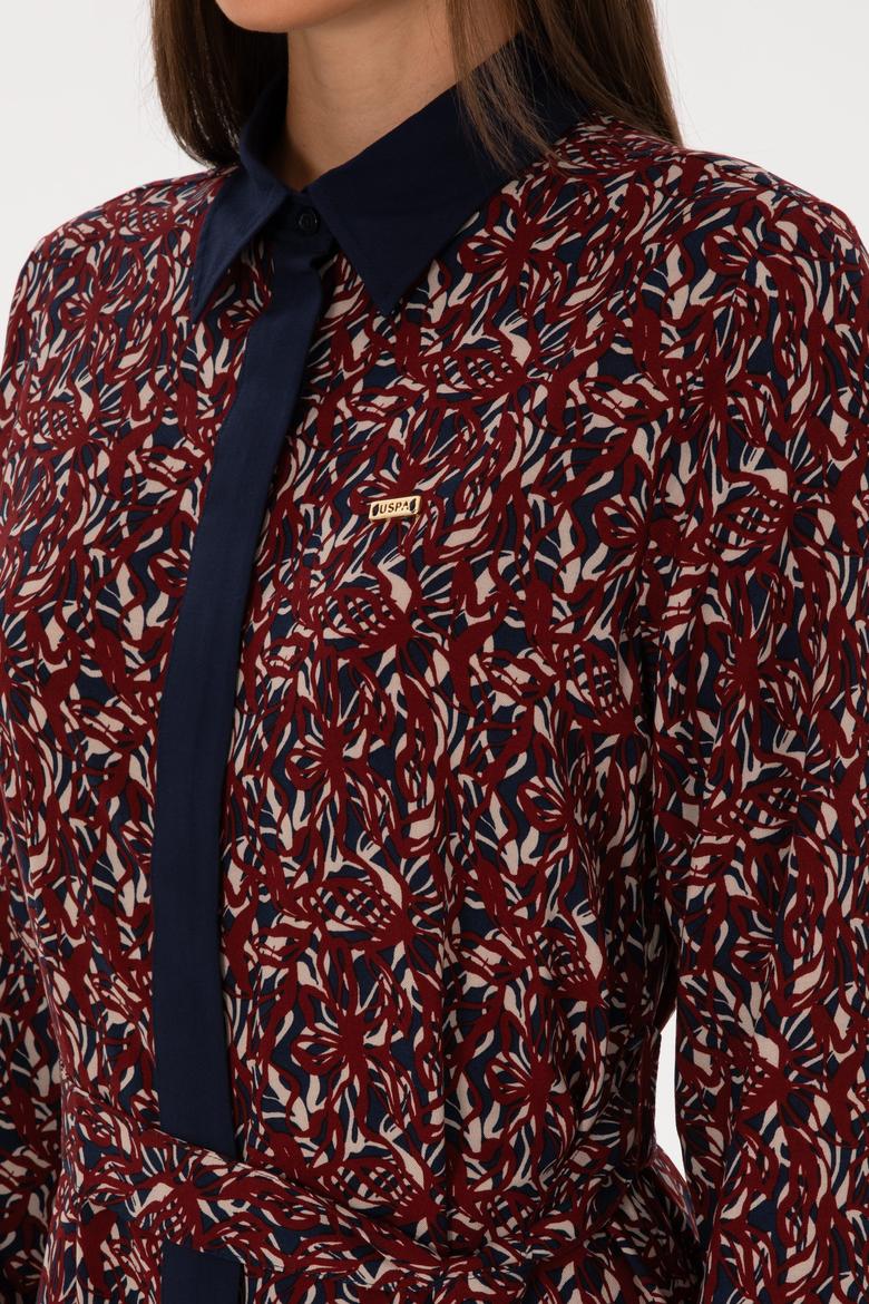 Kadın Lacivert Kemerli Dokuma Elbise - 50316431003