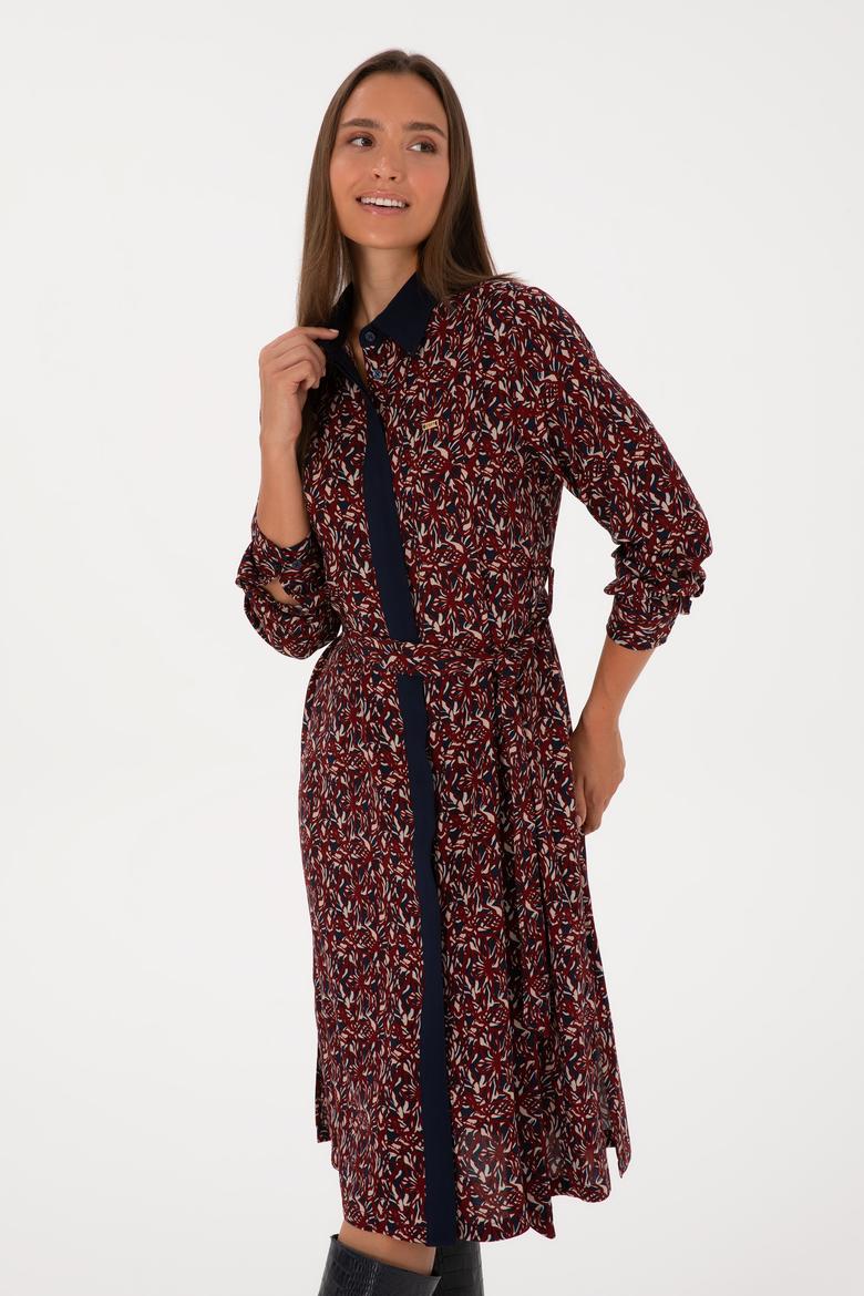 Kadın Lacivert Kemerli Dokuma Elbise - 50316431003