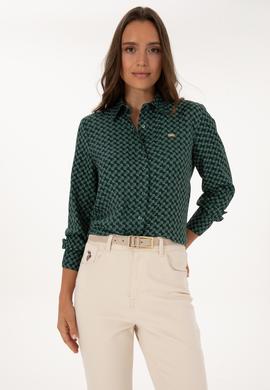 Kadın Koyu Yeşil Uzun Kollu Gömlek - 50316424010