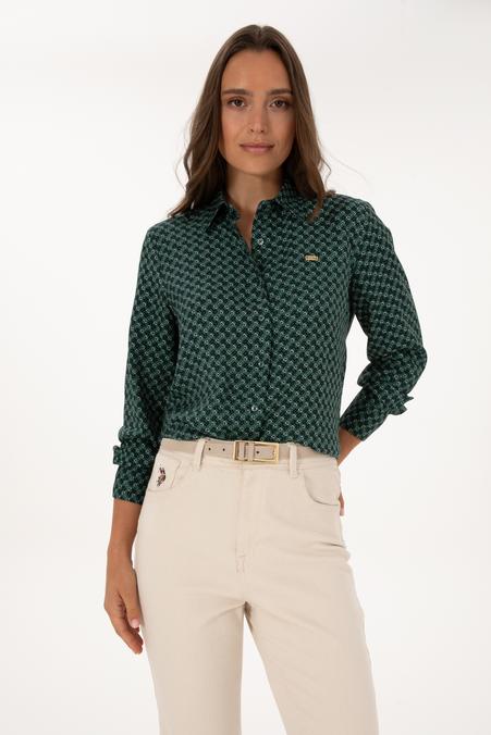 Kadın Koyu Yeşil Uzun Kollu Gömlek