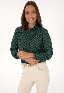 Kadın Koyu Yeşil Uzun Kollu Gömlek - 50316424010