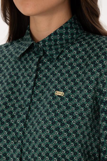 Kadın Koyu Yeşil Uzun Kollu Gömlek