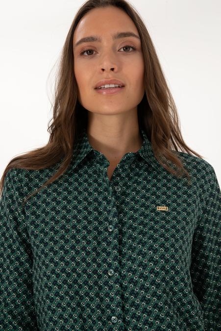 Kadın Koyu Yeşil Uzun Kollu Gömlek