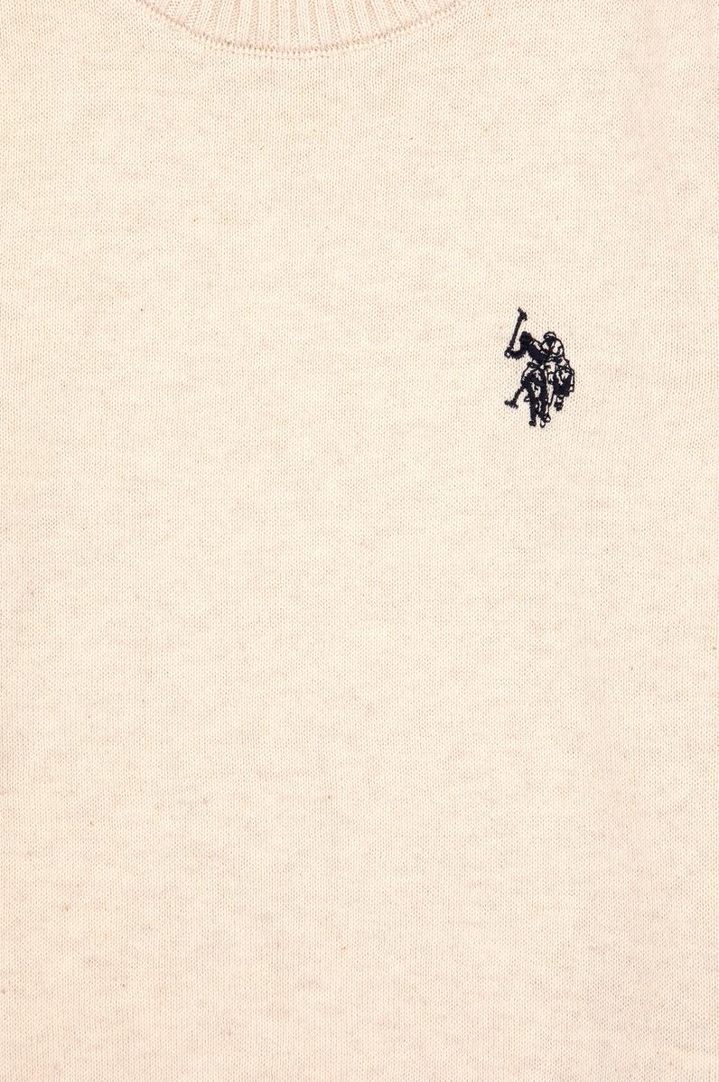 Kız Çocuk Krem Melanj Bisiklet Yaka Basic Kazak