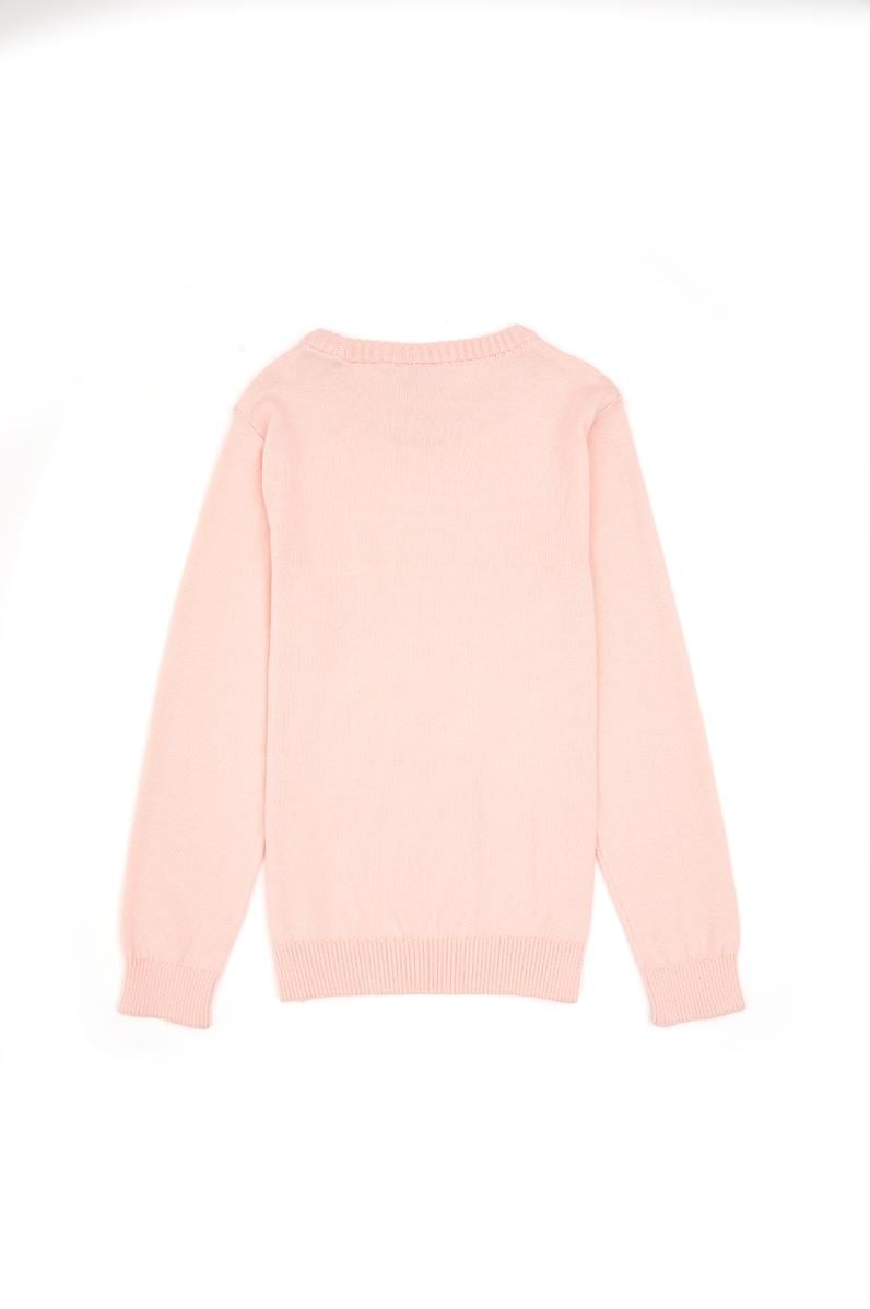 Kız Çocuk Pudra Bisiklet Yaka Basic Kazak