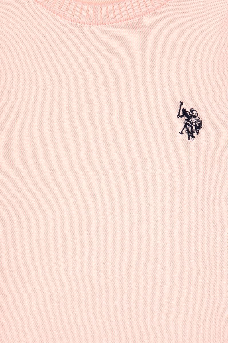 Kız Çocuk Pudra Bisiklet Yaka Basic Kazak