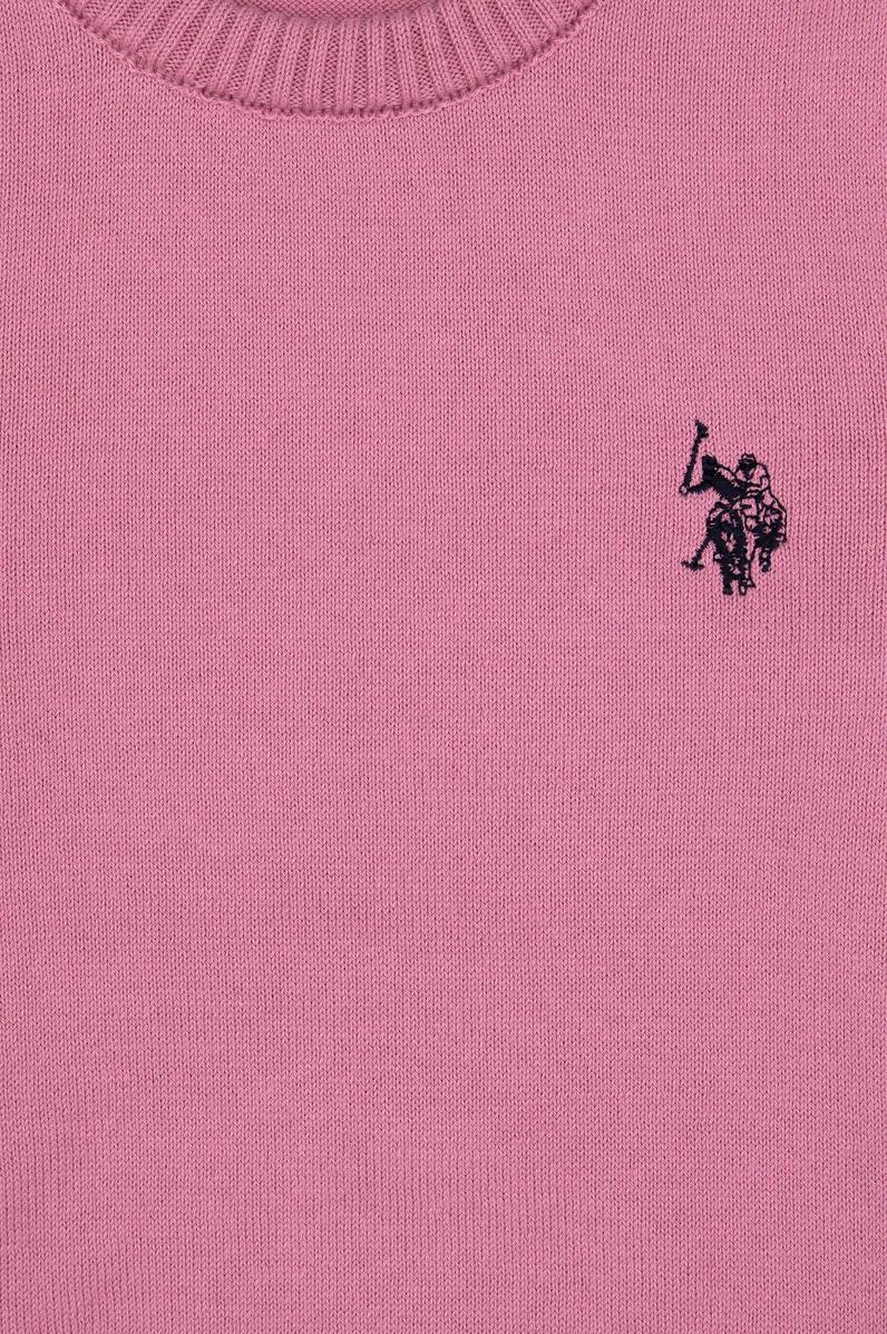 Kız Çocuk Pembe Bisiklet Yaka Basic Kazak