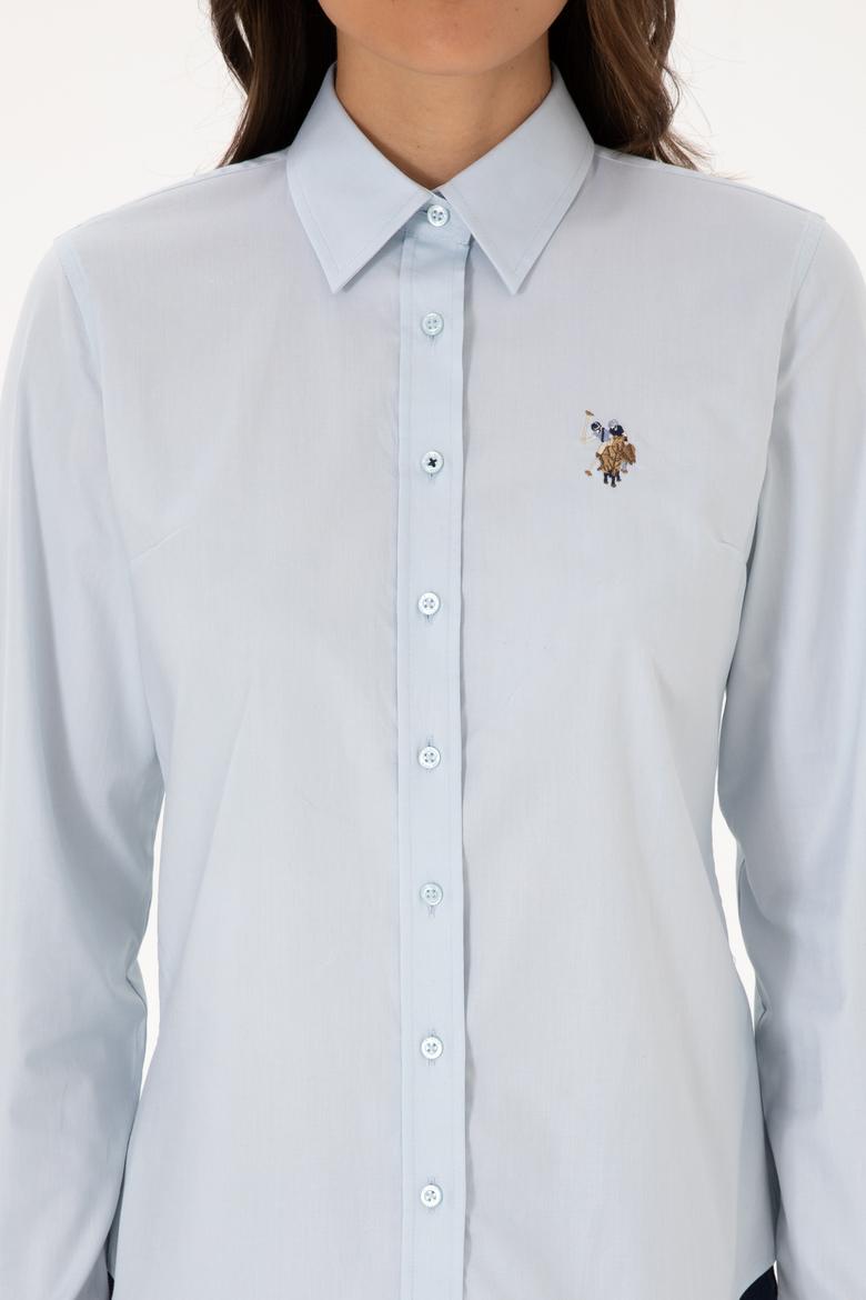 Kadın Açık Mavi Uzun Kollu Basic Gömlek - 50318222007