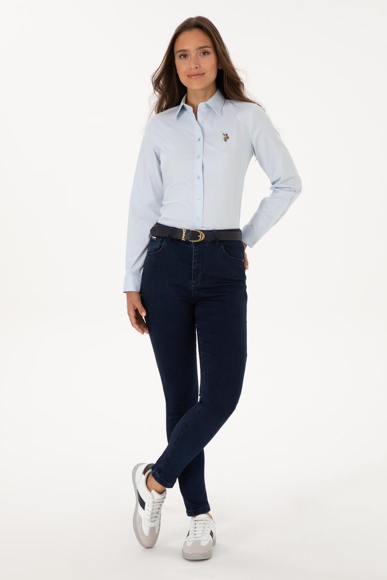 Kadın Açık Mavi Uzun Kollu Basic Gömlek - 50318222007