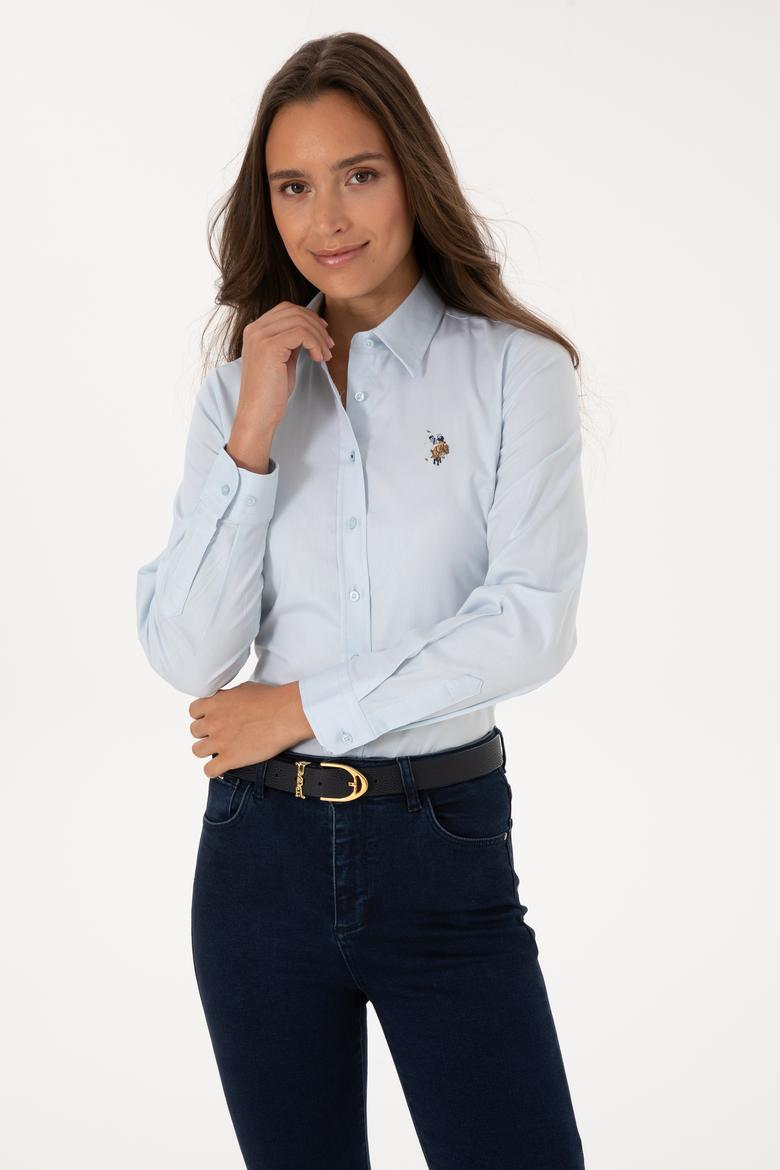 Kadın Açık Mavi Uzun Kollu Basic Gömlek - 50318222007