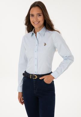 Kadın Açık Mavi Uzun Kollu Basic Gömlek - 50318222007