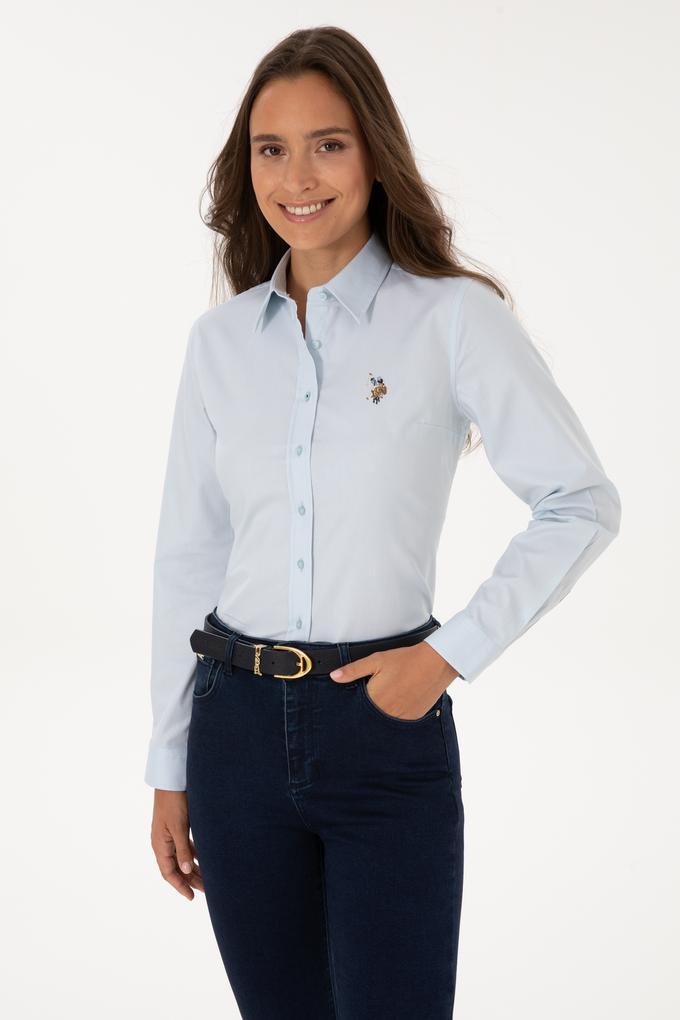 Kadın Açık Mavi Uzun Kollu Basic Gömlek